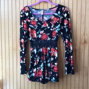 Floral Romper Black